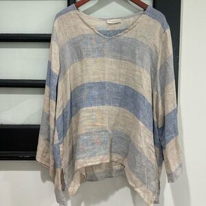Sartoria Saracena Linen Top Made In Italy 100% Linen Coastal Beachy Size XL